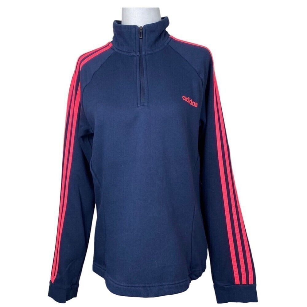 Adidas Sweater Womens Medium Blue 3/4 Zip Pullover Long Sleeve Casual Ladies